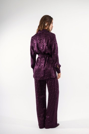 Σετ με διακριτικό μοτίβο σκούρο μωβ - 