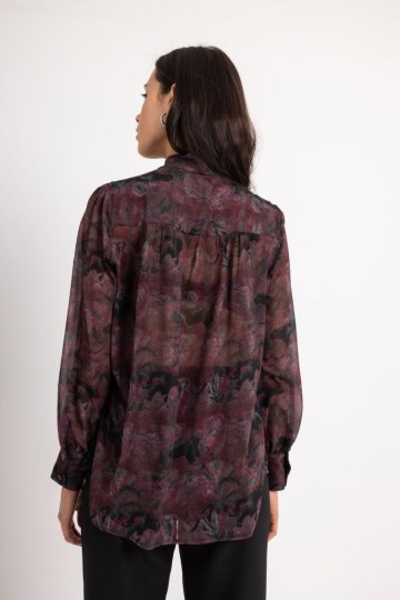 Πουκάμισο αέρινο με ιδιαίτερο δέσιμο στον λαιμό εμπριμέ - 