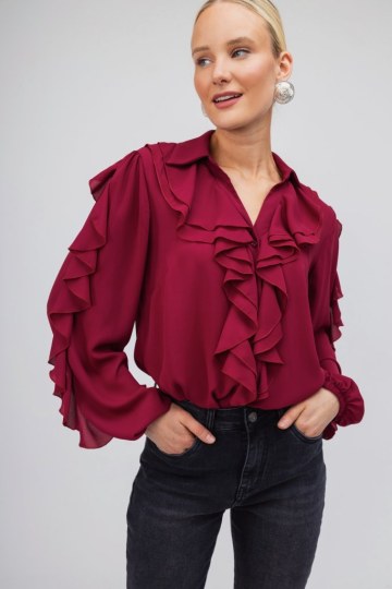 Πουκάμισο μπορντ΄ό με  βολάν - 