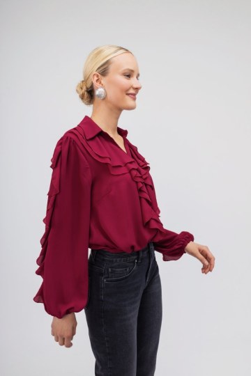 Πουκάμισο μπορντ΄ό με  βολάν - 