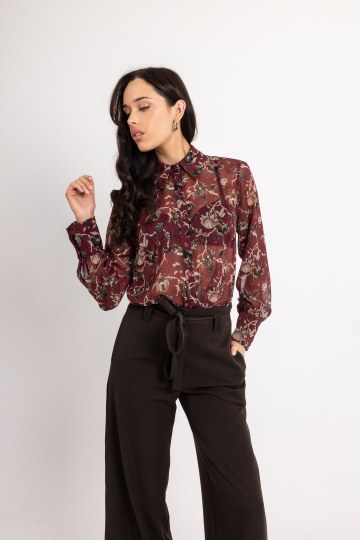 Πουκάμισο μπορντώ φλοράλ