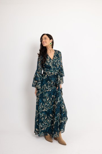 Σετ κρουαζέ με βολάν στα μανίκια και ιδιαίτερα σχέδια πετρόλ