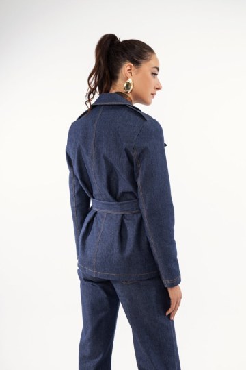 Τζάκετ Τζιν με τσέπες και ζώνη - 