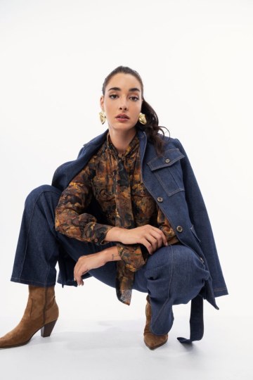 Τζάκετ Τζιν με τσέπες και ζώνη - 