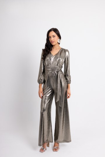 Ολόσωμη μεταλιζέ άνετη φόρμα μαύρη