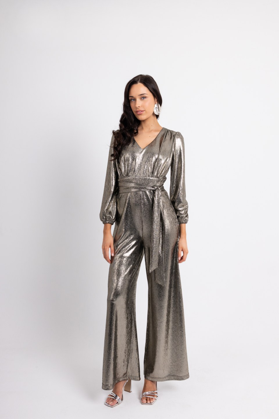 Ολόσωμη μεταλιζέ άνετη φόρμα μαύρη