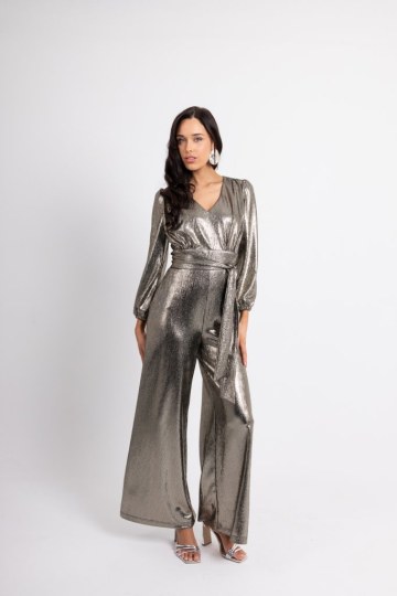 Ολόσωμη μεταλιζέ άνετη φόρμα μαύρη - 