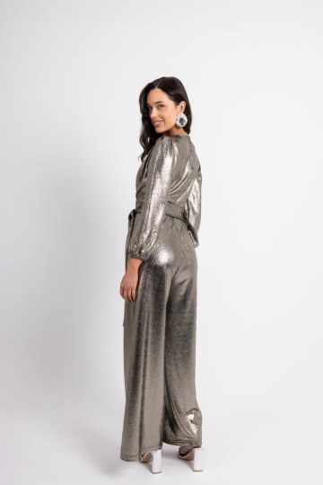 Ολόσωμη μεταλιζέ άνετη φόρμα μαύρη - 