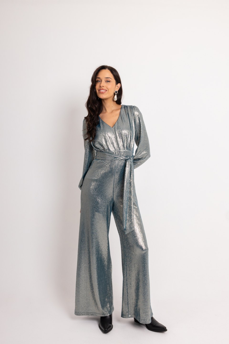 Ολόσωμη μεταλιζέ άνετη φόρμα πετρόλ