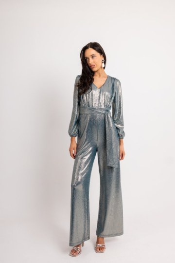 Ολόσωμη μεταλιζέ άνετη φόρμα πετρόλ - 