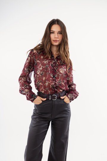 Πουκάμισο μπορντώ φλοράλ