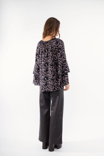 Πουκάμισο με ιδιαίτερη λαιμόκοψη εμπριμέ μπεζ - 