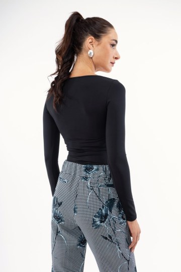 Κορμάκι μαύρο εφαρμοστό λύκρα - 