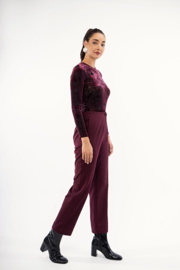 Παντελόνι υφασμάτινο με κουμπί μπορντώ  - 