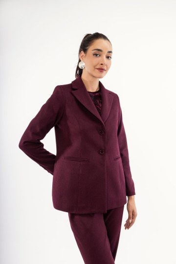 Σακάκι με δυο κουμπιά μπορντώ - 