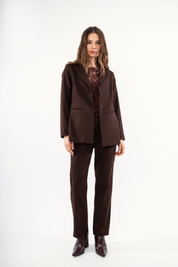 Σακάκι με δυο κουμπιά καφέ - 