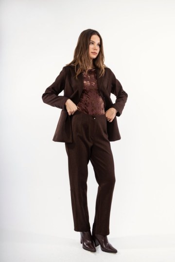 Σακάκι με δυο κουμπιά καφέ - 