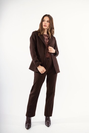 Σακάκι με δυο κουμπιά καφέ - 