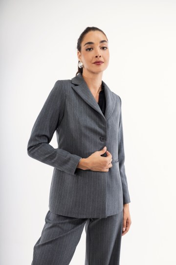Σακάκι γκρι ριγέ με κουμπιά