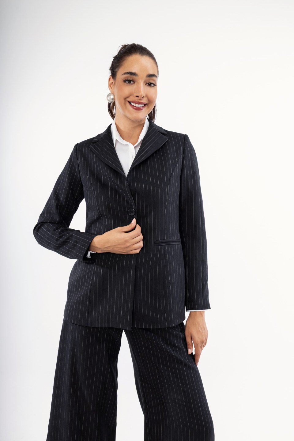 Σακάκι μαύρο ριγέ με κουμπιά