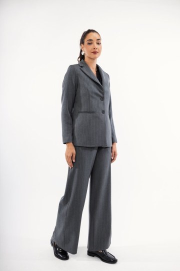 Σακάκι γκρι ριγέ με κουμπιά - 