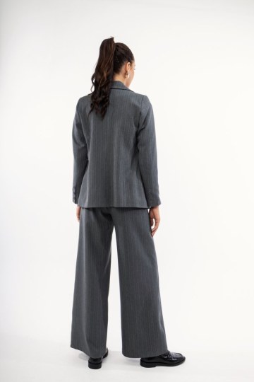 Σακάκι γκρι ριγέ με κουμπιά - 