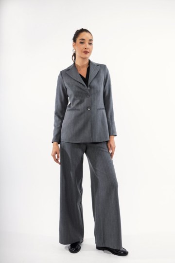 Σακάκι γκρι ριγέ με κουμπιά - 