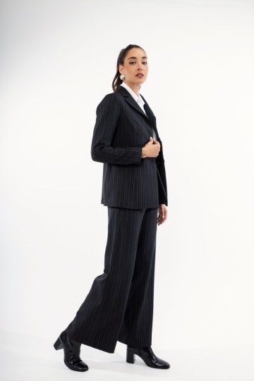 Σακάκι μαύρο ριγέ με κουμπιά - 