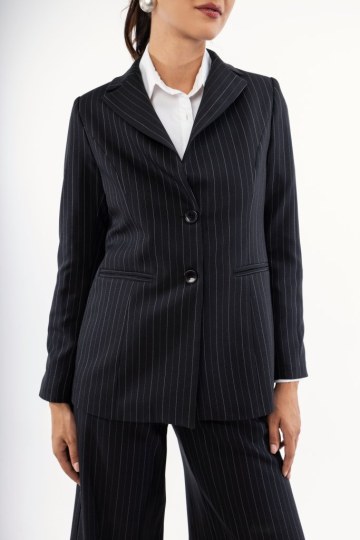 Σακάκι μαύρο ριγέ με κουμπιά - 