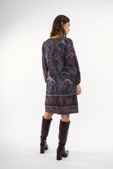 Φόρεμα midi με λαχούρια γκρι - 