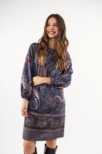 Φόρεμα midi με λαχούρια γκρι - 