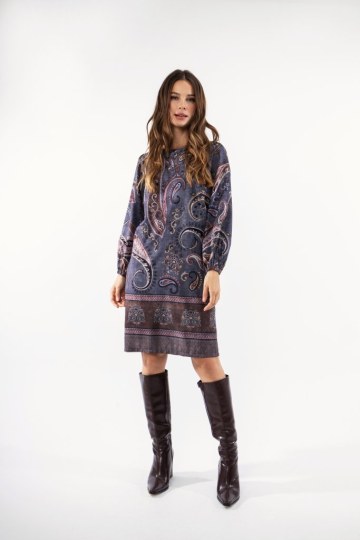 Φόρεμα midi με λαχούρια γκρι - 