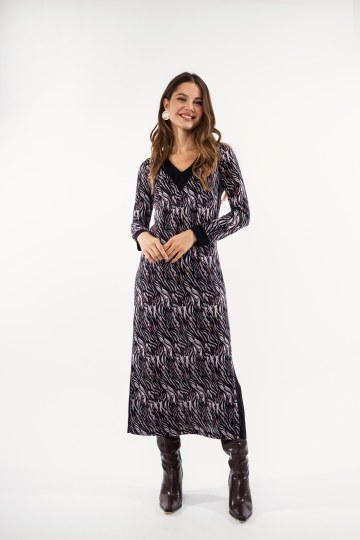 Φόρεμα μπορντώ midi εμπριμέ 