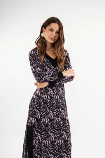 Φόρεμα μπορντώ midi εμπριμέ  - 