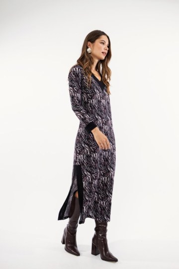 Φόρεμα μπορντώ midi εμπριμέ  - 