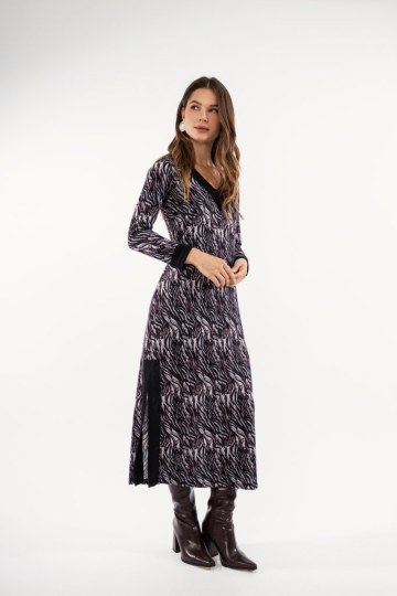 Φόρεμα μπορντώ midi εμπριμέ  - 