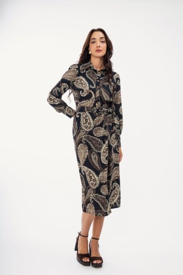 Φόρεμα μαύρο midi με λαχούρια - 