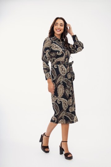 Φόρεμα μαύρο midi με λαχούρια