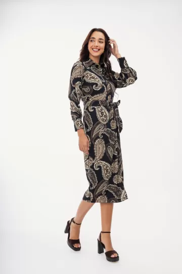 Φόρεμα μαύρο midi με λαχούρια