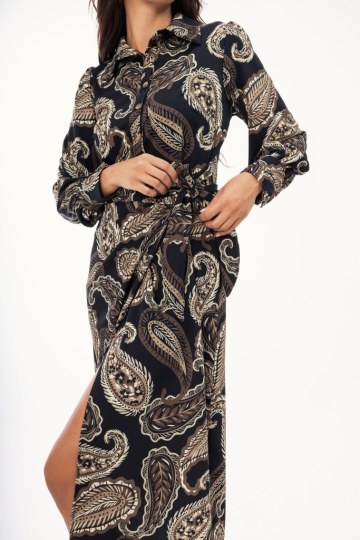 Φόρεμα μαύρο midi με λαχούρια - 