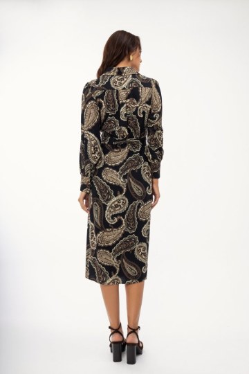 Φόρεμα μαύρο midi με λαχούρια - 