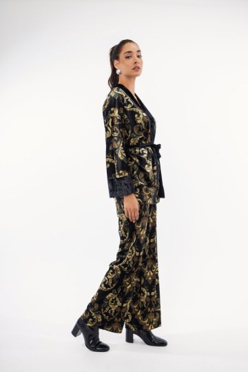 Σετ κρουαζέ μαύρο βελουτέ με λαχούρια  - 