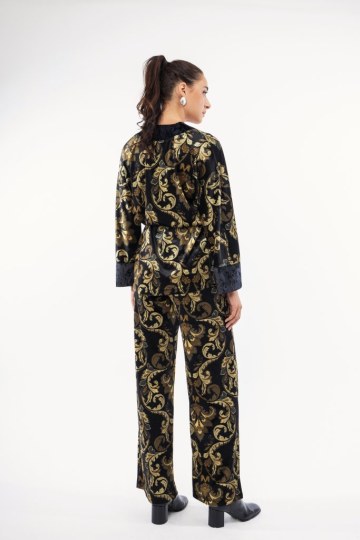 Σετ κρουαζέ μαύρο βελουτέ με λαχούρια  - 