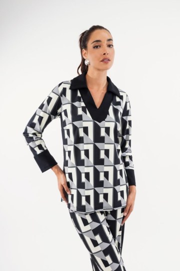 Σετ με γεωμετρικό μοτίβο μαύρο - 