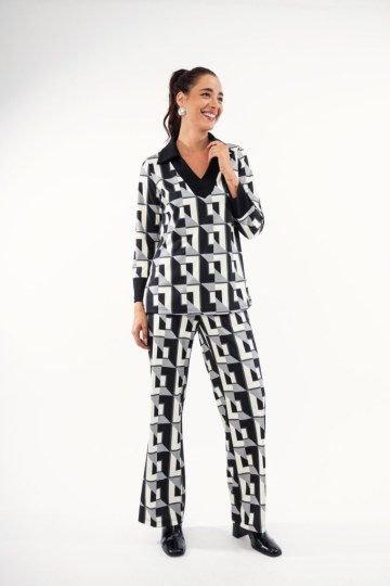 Σετ με γεωμετρικό μοτίβο μαύρο - 