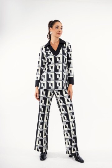 Σετ με γεωμετρικό μοτίβο μαύρο - 