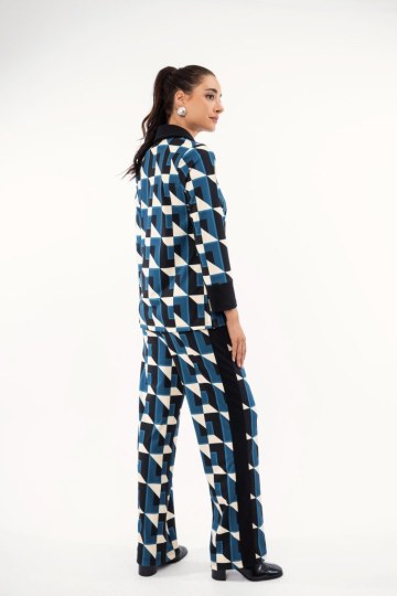 Σετ με γεωμετρικό μοτίβο πετρόλ - 