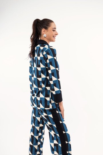 Σετ με γεωμετρικό μοτίβο πετρόλ - 