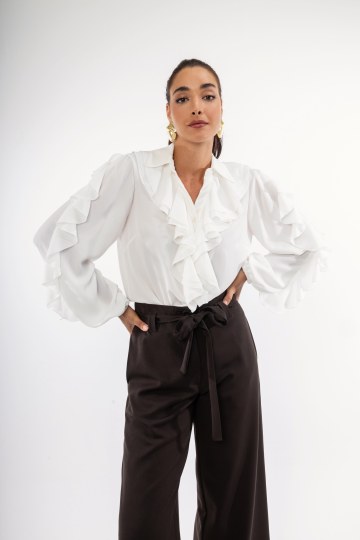 Πουκάμισο λευκό με βολάν