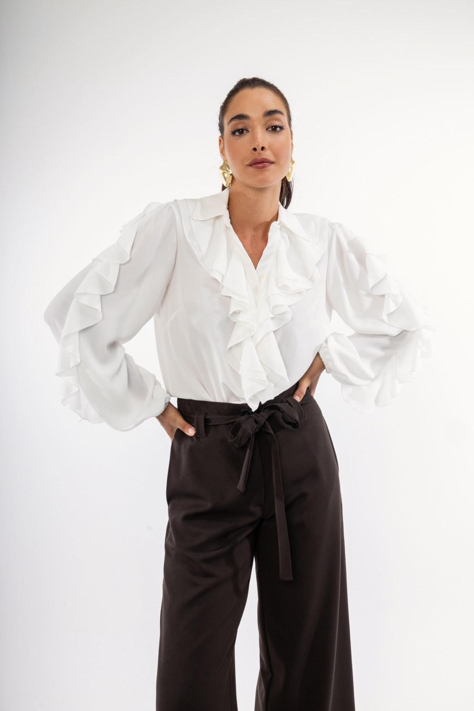 Πουκάμισο λευκό με βολάν